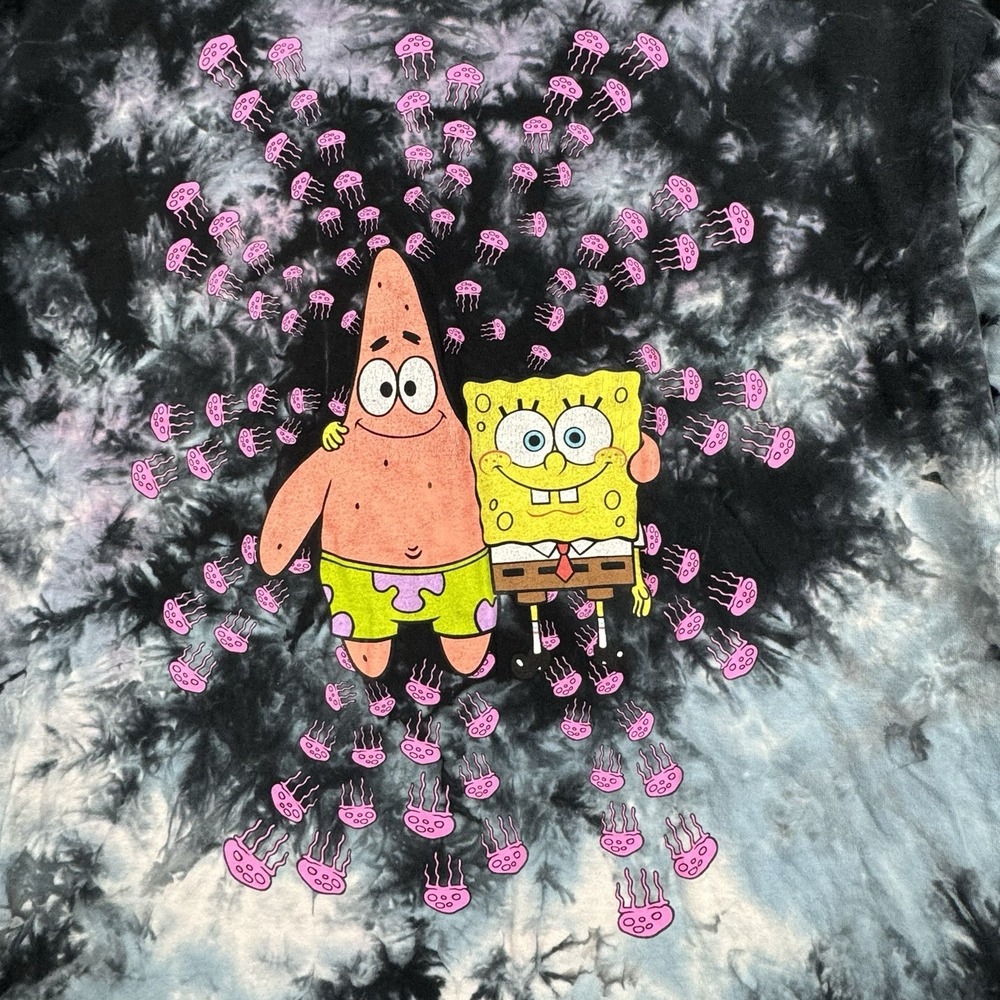 Spongebob Squarepants Tie-Dye T-Shirt XL Patrick Jellyfish Nickelodeon Cartoon - Picture 2 of 6